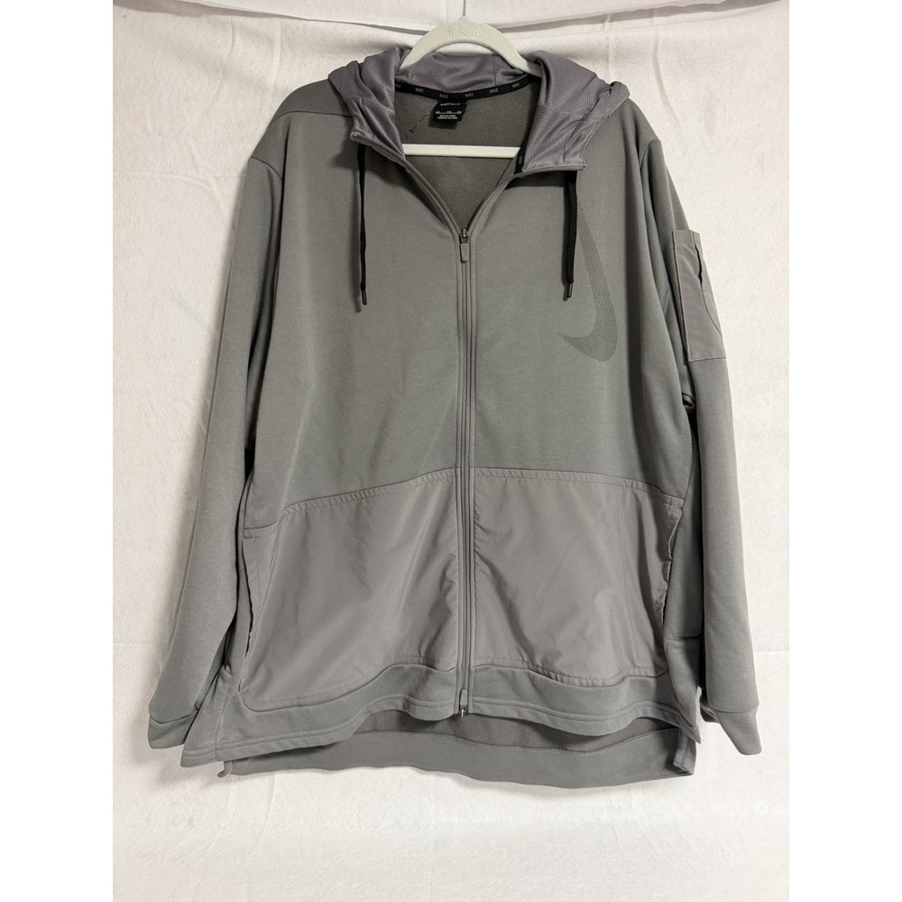 Nike Dri-FIT full-zip training hoodie, Gray, Men's Size XXL